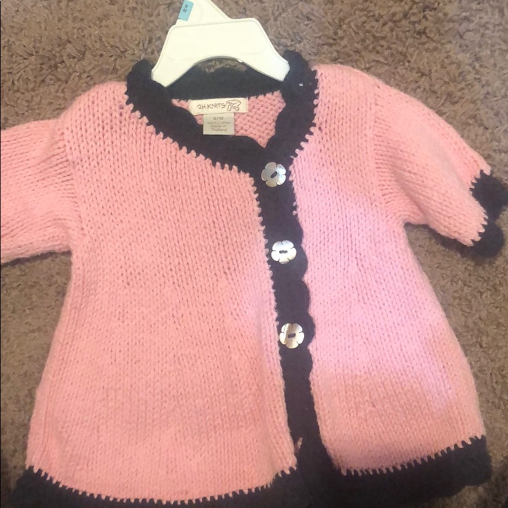 Pink and black baby sweater 6-12 months